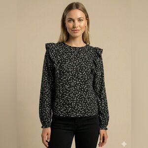 0292 - a.n.a Black and White Floral Blouse